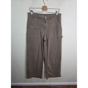 American Eagle Super High Rise Baggy Wide Leg Jeans Coffee Brown Stretch Denim 8